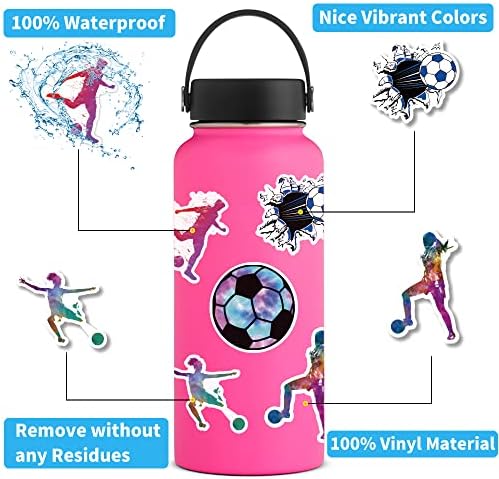 מדבקות כדורגל | 100 יח 'מדבקות ויניל אטומות למים לבקבוקי מים כוס מכוניות נייד כוס טלפונים ניידים